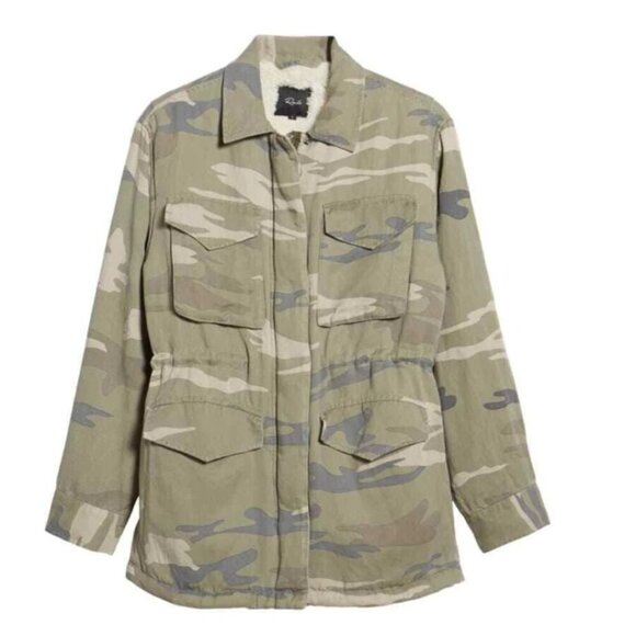 Rails Utility Jacket Women’s Medium Camo Tencel Linen Lined Drawstring Pocket - Picture 3 of 8